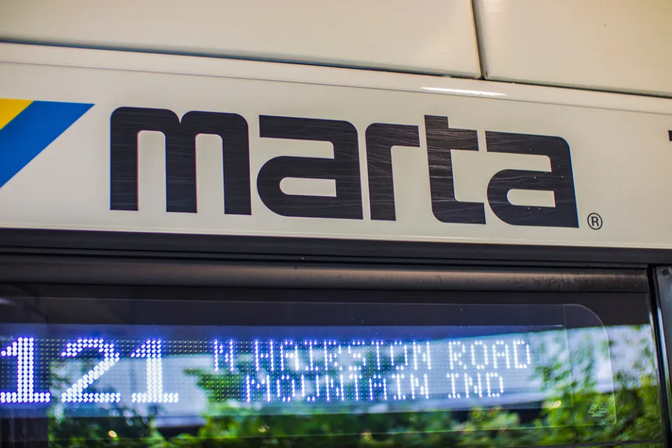 Close-up of MARTA logo on Atlanta bus